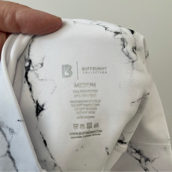 BuffBunny Onyx High Rise Leggings White Marble Sz M - Picture 4 of 5